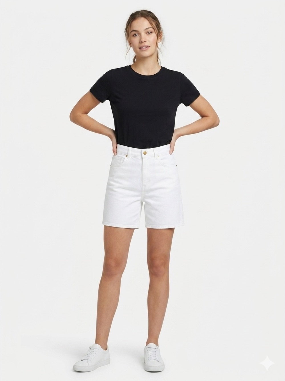 H&M NWOT Classic High-Rise White Denim Shorts
